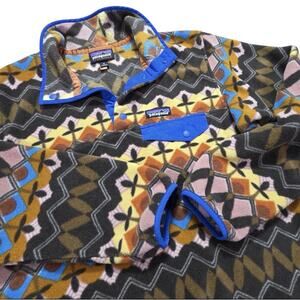 Patagonia 25455 Synchilla Snap-T Fleece Jacket Geometric Aztec Anthos Pink Sz M